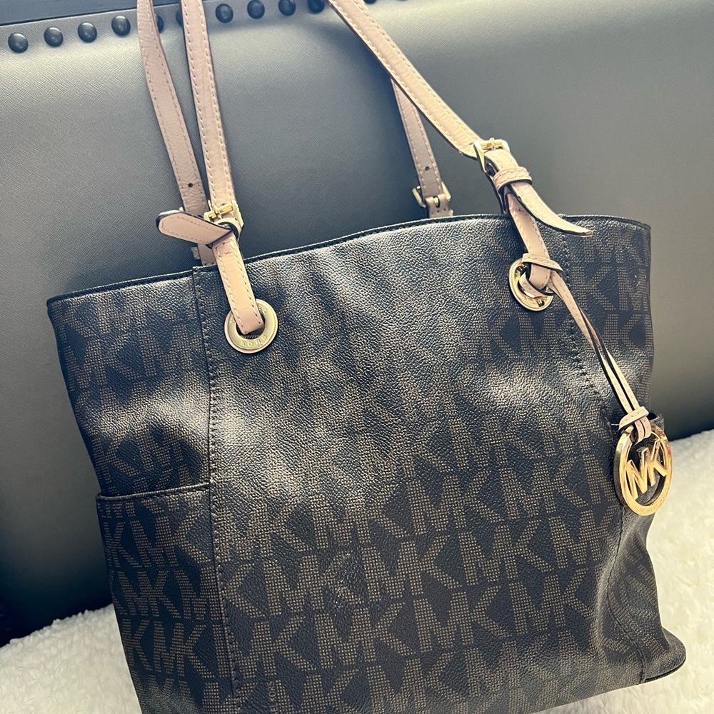 Michael Kors Black and Tan Signature Tote